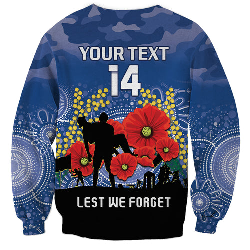 Custom Bulldogs Football ANZAC Sweatshirt Gallipoli Camouflage With Poppies