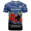 Custom Bulldogs Football ANZAC T Shirt Gallipoli Camouflage With Poppies