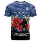 Custom Bulldogs Football ANZAC T Shirt Gallipoli Camouflage With Poppies