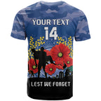 Custom Bulldogs Football ANZAC T Shirt Gallipoli Camouflage With Poppies