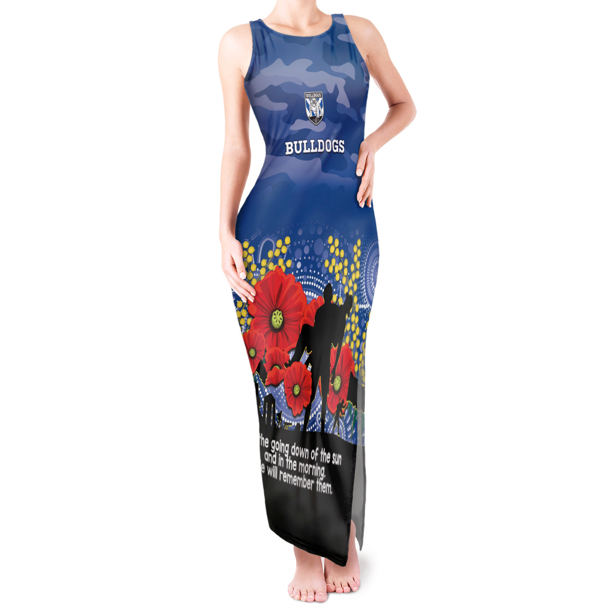 Custom Bulldogs Football ANZAC Tank Maxi Dress Gallipoli Camouflage With Poppies