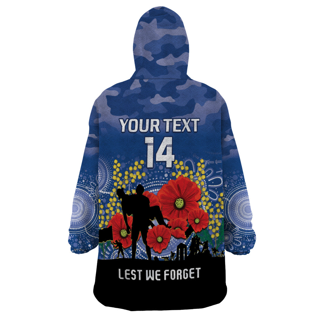 Custom Bulldogs Football ANZAC Wearable Blanket Hoodie Gallipoli Camouflage With Poppies