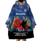 Custom Bulldogs Football ANZAC Wearable Blanket Hoodie Gallipoli Camouflage With Poppies