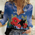 Custom Bulldogs Football ANZAC Women Casual Shirt Gallipoli Camouflage With Poppies