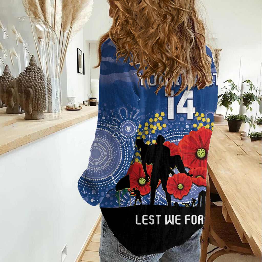 Custom Bulldogs Football ANZAC Women Casual Shirt Gallipoli Camouflage With Poppies