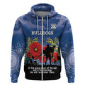 Custom Bulldogs Football ANZAC Zip Hoodie Gallipoli Camouflage With Poppies