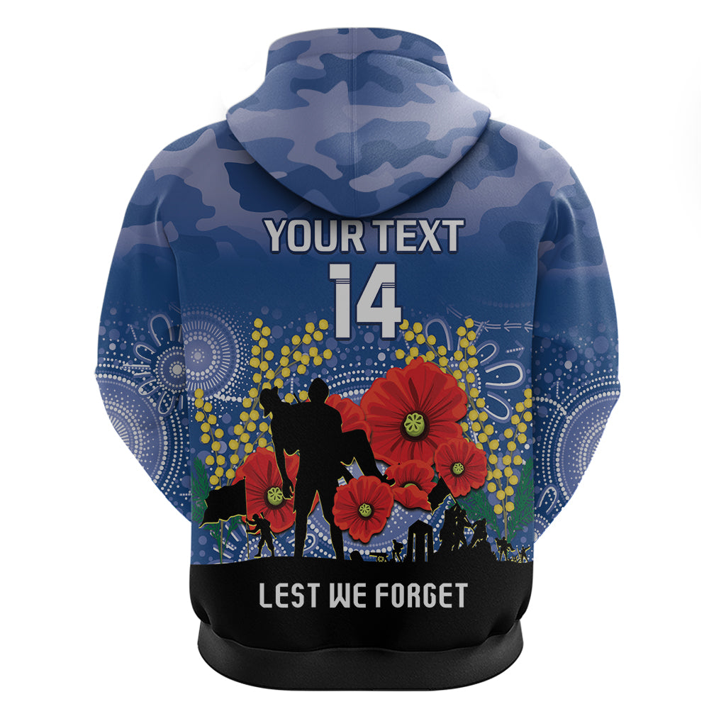 Custom Bulldogs Football ANZAC Zip Hoodie Gallipoli Camouflage With Poppies