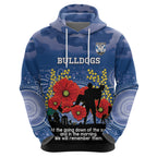 Custom Bulldogs Football ANZAC Zip Hoodie Gallipoli Camouflage With Poppies