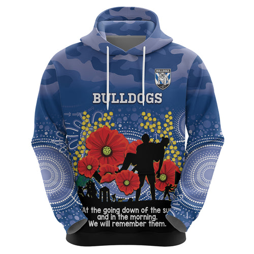 Custom Bulldogs Football ANZAC Zip Hoodie Gallipoli Camouflage With Poppies