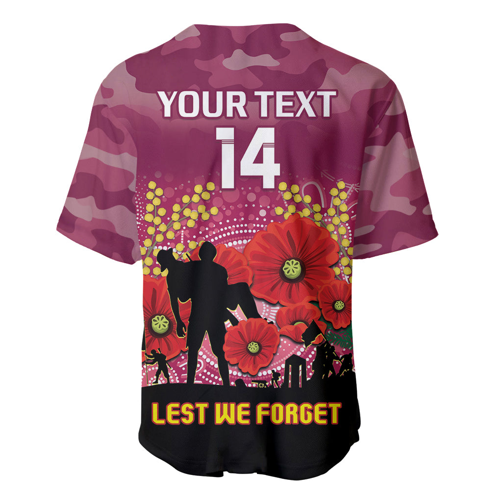 Custom Lions Football ANZAC Baseball Jersey Gallipoli Camouflage With Poppies