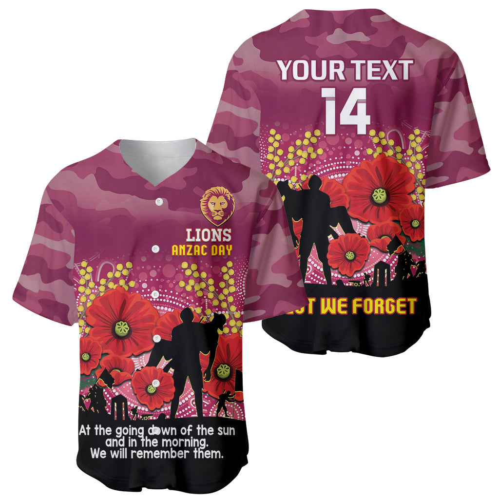 Custom Lions Football ANZAC Baseball Jersey Gallipoli Camouflage With Poppies