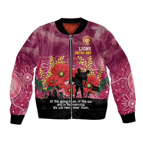 Custom Lions Football ANZAC Bomber Jacket Gallipoli Camouflage With Poppies