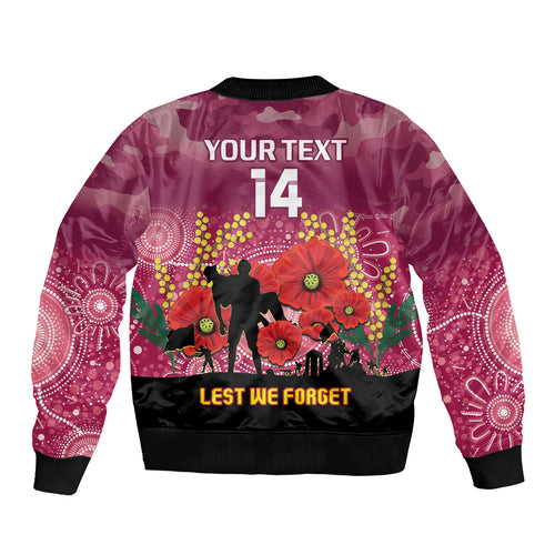 Custom Lions Football ANZAC Bomber Jacket Gallipoli Camouflage With Poppies