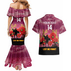 Custom Lions Football ANZAC Couples Matching Mermaid Dress and Hawaiian Shirt Gallipoli Camouflage With Poppies