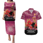 Custom Lions Football ANZAC Couples Matching Puletasi and Hawaiian Shirt Gallipoli Camouflage With Poppies