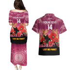Custom Lions Football ANZAC Couples Matching Puletasi and Hawaiian Shirt Gallipoli Camouflage With Poppies
