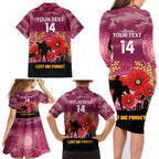 Custom Lions Football ANZAC Family Matching Long Sleeve Bodycon Dress and Hawaiian Shirt Gallipoli Camouflage With Poppies
