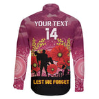 Custom Lions Football ANZAC Family Matching Long Sleeve Bodycon Dress and Hawaiian Shirt Gallipoli Camouflage With Poppies