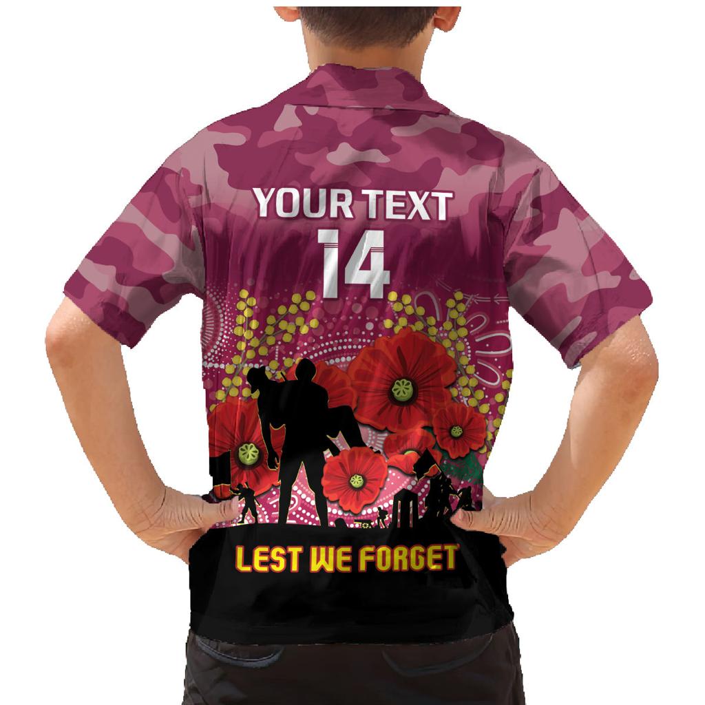 Custom Lions Football ANZAC Family Matching Mermaid Dress and Hawaiian Shirt Gallipoli Camouflage With Poppies