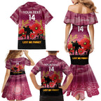 Custom Lions Football ANZAC Family Matching Mermaid Dress and Hawaiian Shirt Gallipoli Camouflage With Poppies