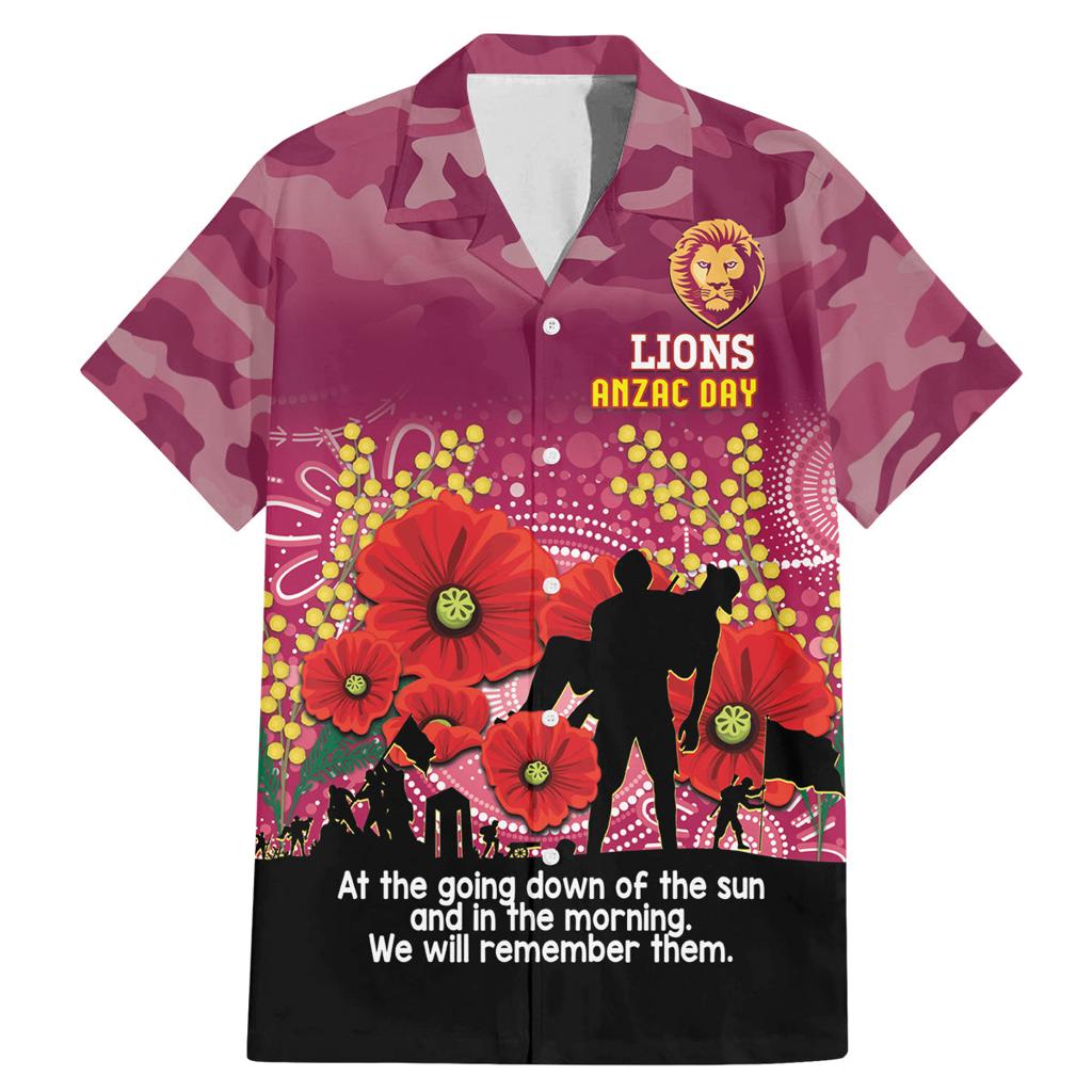 Custom Lions Football ANZAC Family Matching Mermaid Dress and Hawaiian Shirt Gallipoli Camouflage With Poppies