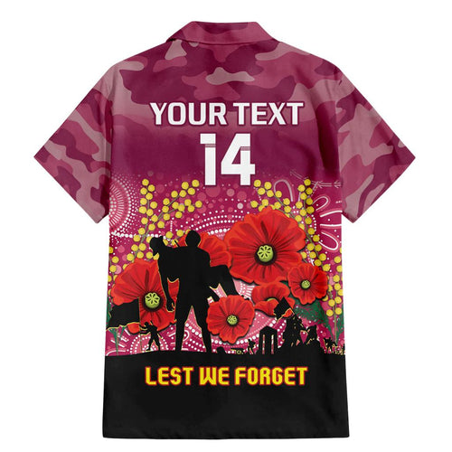 Custom Lions Football ANZAC Family Matching Mermaid Dress and Hawaiian Shirt Gallipoli Camouflage With Poppies