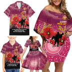 Custom Lions Football ANZAC Family Matching Off Shoulder Short Dress and Hawaiian Shirt Gallipoli Camouflage With Poppies