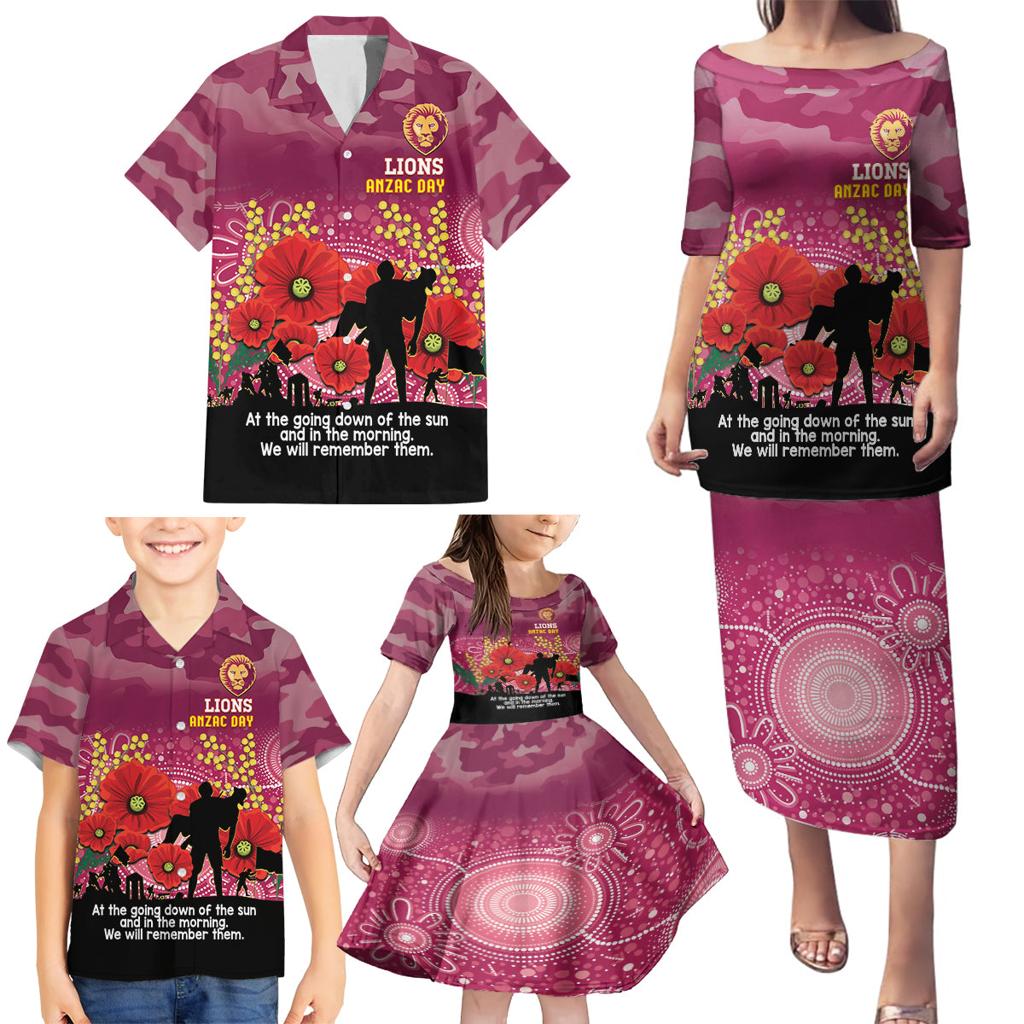 Custom Lions Football ANZAC Family Matching Puletasi and Hawaiian Shirt Gallipoli Camouflage With Poppies