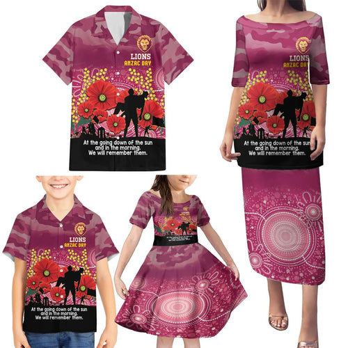 Custom Lions Football ANZAC Family Matching Puletasi and Hawaiian Shirt Gallipoli Camouflage With Poppies
