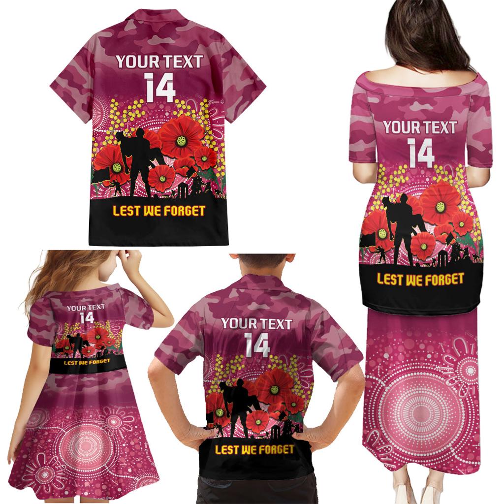 Custom Lions Football ANZAC Family Matching Puletasi and Hawaiian Shirt Gallipoli Camouflage With Poppies