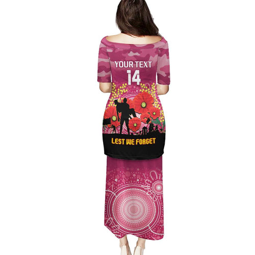 Custom Lions Football ANZAC Family Matching Puletasi and Hawaiian Shirt Gallipoli Camouflage With Poppies