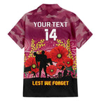 Custom Lions Football ANZAC Family Matching Short Sleeve Bodycon Dress and Hawaiian Shirt Gallipoli Camouflage With Poppies