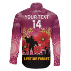 Custom Lions Football ANZAC Family Matching Short Sleeve Bodycon Dress and Hawaiian Shirt Gallipoli Camouflage With Poppies