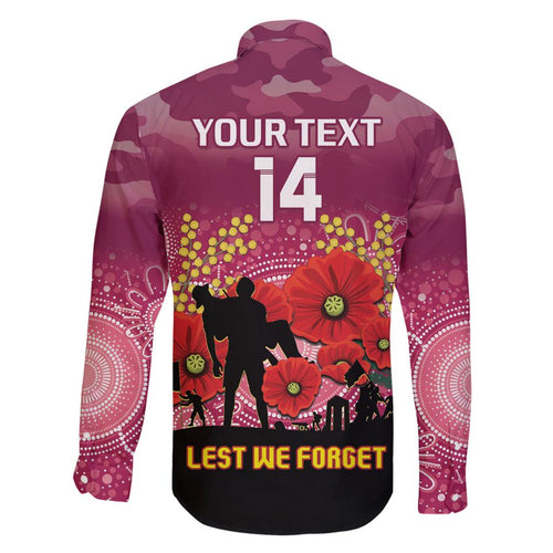 Custom Lions Football ANZAC Family Matching Summer Maxi Dress and Hawaiian Shirt Gallipoli Camouflage With Poppies