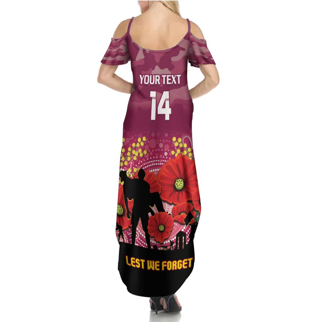 Custom Lions Football ANZAC Family Matching Summer Maxi Dress and Hawaiian Shirt Gallipoli Camouflage With Poppies