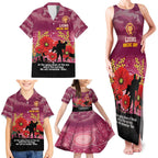 Custom Lions Football ANZAC Family Matching Tank Maxi Dress and Hawaiian Shirt Gallipoli Camouflage With Poppies