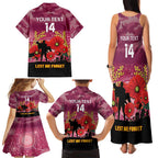 Custom Lions Football ANZAC Family Matching Tank Maxi Dress and Hawaiian Shirt Gallipoli Camouflage With Poppies