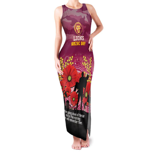 Custom Lions Football ANZAC Family Matching Tank Maxi Dress and Hawaiian Shirt Gallipoli Camouflage With Poppies
