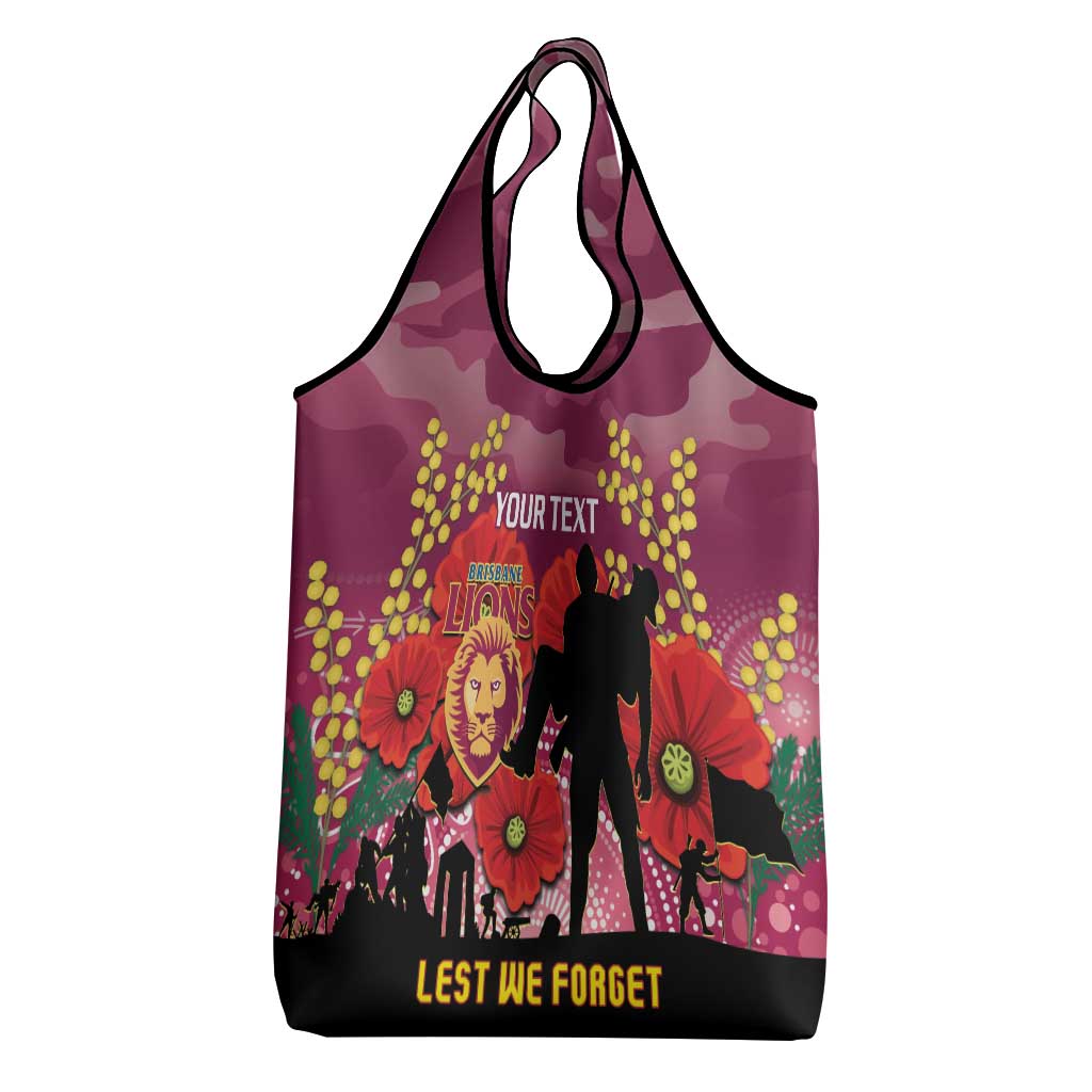 Custom Lions Football ANZAC Grocery Bag Gallipoli Camouflage With Poppies