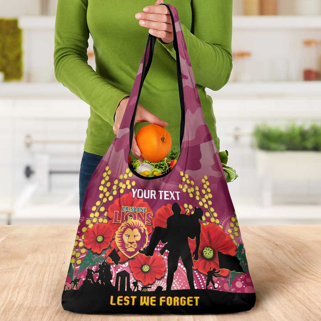 Custom Lions Football ANZAC Grocery Bag Gallipoli Camouflage With Poppies