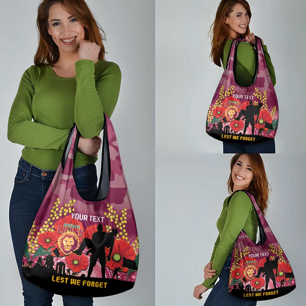 Custom Lions Football ANZAC Grocery Bag Gallipoli Camouflage With Poppies