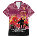 Custom Lions Football ANZAC Hawaiian Shirt Gallipoli Camouflage With Poppies