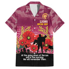 Custom Lions Football ANZAC Hawaiian Shirt Gallipoli Camouflage With Poppies
