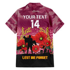Custom Lions Football ANZAC Hawaiian Shirt Gallipoli Camouflage With Poppies