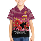 Custom Lions Football ANZAC Kid Hawaiian Shirt Gallipoli Camouflage With Poppies