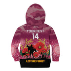 Custom Lions Football ANZAC Kid Hoodie Gallipoli Camouflage With Poppies
