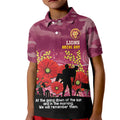 Custom Lions Football ANZAC Kid Polo Shirt Gallipoli Camouflage With Poppies
