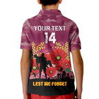Custom Lions Football ANZAC Kid Polo Shirt Gallipoli Camouflage With Poppies