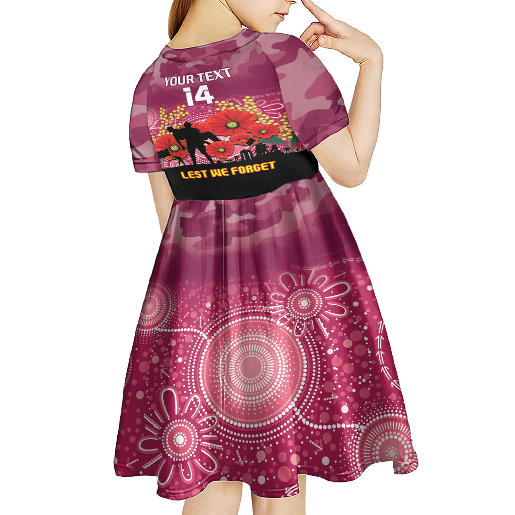 Custom Lions Football ANZAC Kid Short Sleeve Dress Gallipoli Camouflage With Poppies