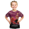 Custom Lions Football ANZAC Kid T Shirt Gallipoli Camouflage With Poppies